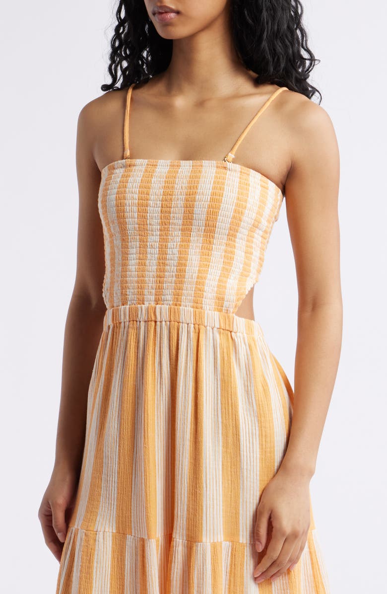 Rip Curl Premium Surf Stripe Strapless Tiered Cotton Maxi Dress, Alternate, color, 