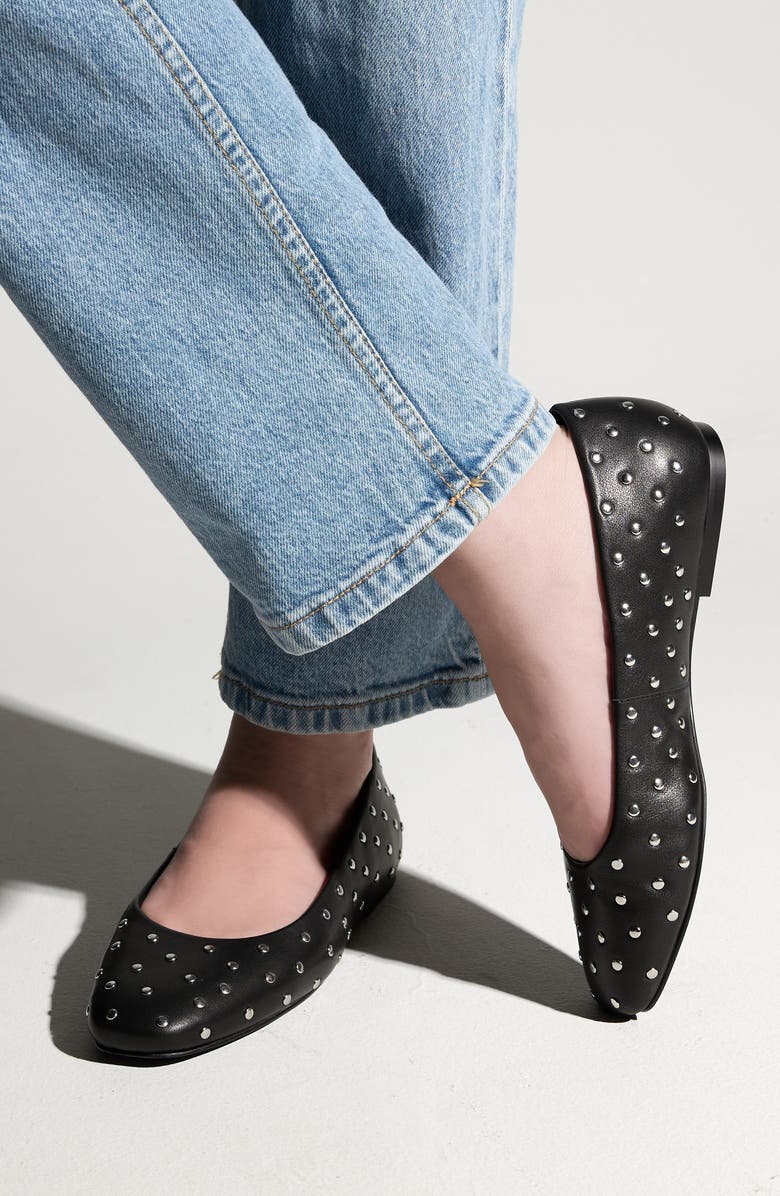 Yosi Samra Sage Stud Ballet Flat, Alternate, color, Black