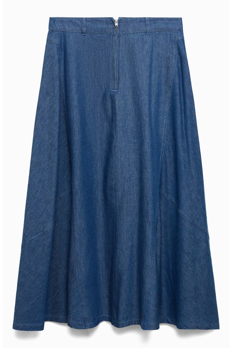 Zip Denim Midi Skirt, Alternate, color, DARK BLUE