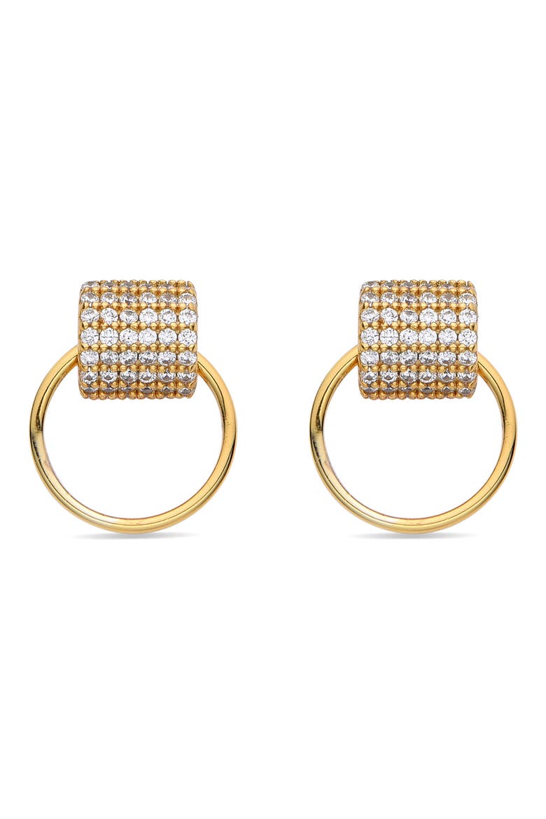 Roxanne Pavé Cubic Zirconia Doorknocker Earrings, Alternate, color, GOLD