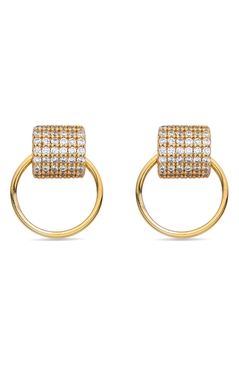 EYE CANDY LOS ANGELES Roxanne Pavé Cubic Zirconia Doorknocker Earrings, Alternate, color, Gold