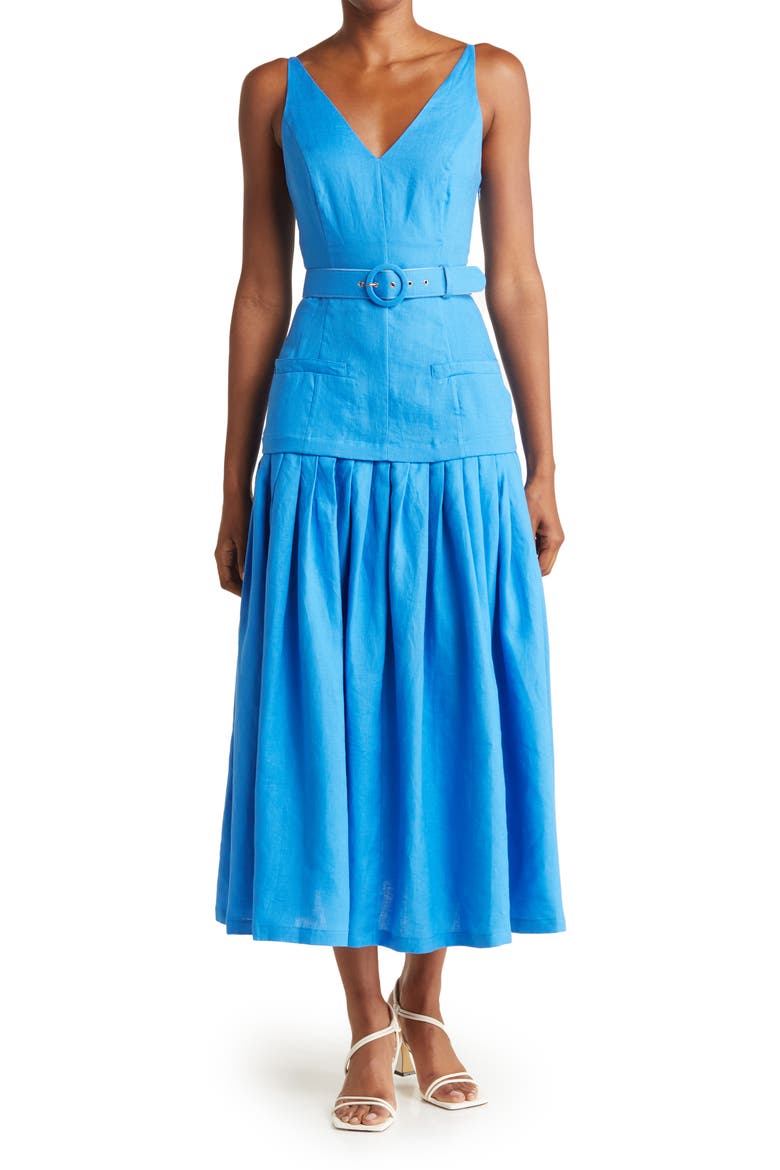 Clemence Pleated Mid Dress, Main, color, OLYMPIC