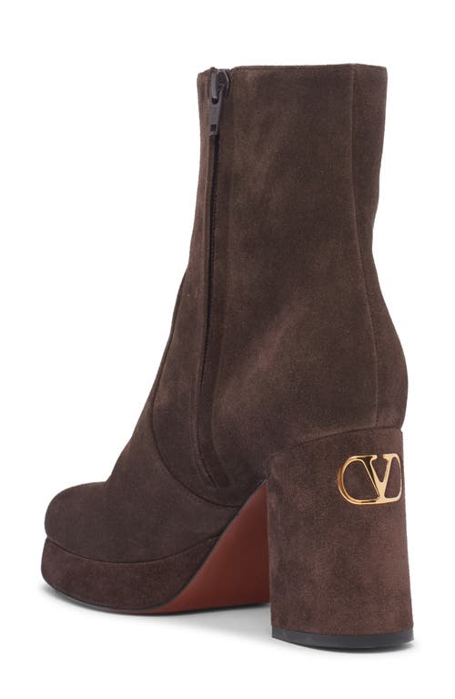 Valentino Vlogo Platform Bootie In Brown