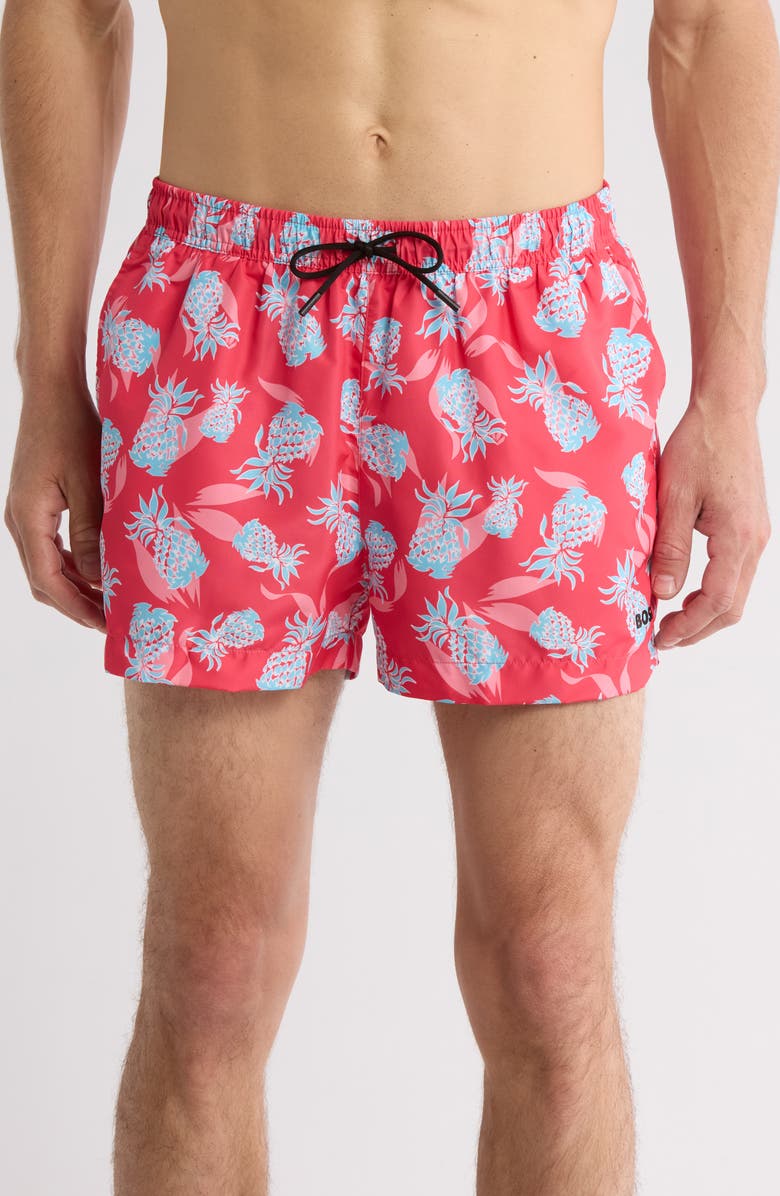 BOSS Ery Swim Trunks, Main, color, Dark Pink