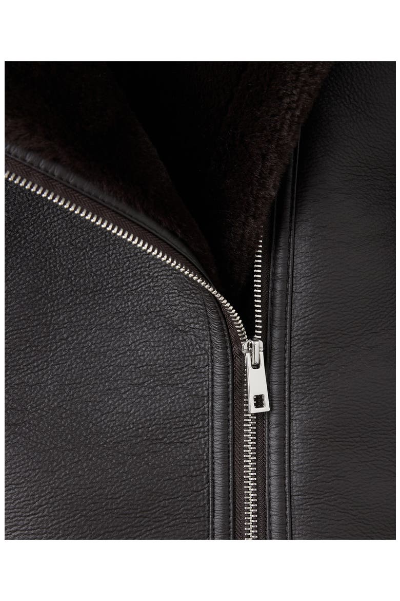 Faux Leather & Faux Fur Moto Jacket, Alternate, color, CHOCOLATE