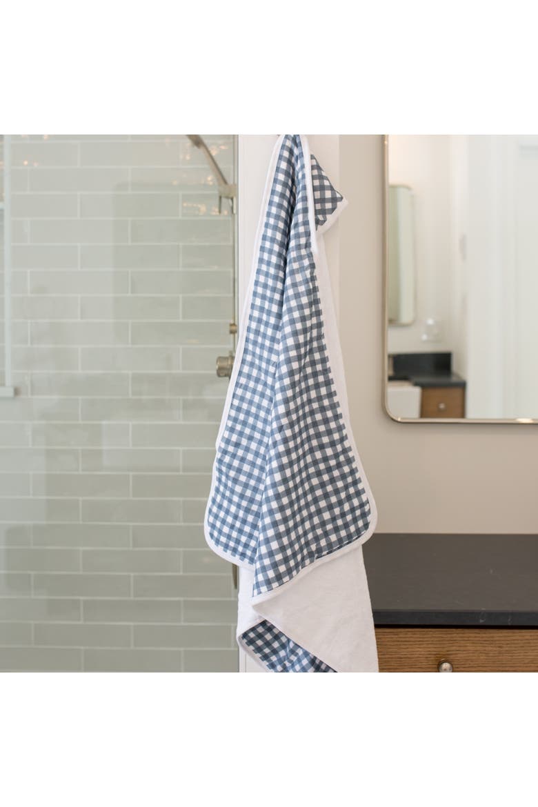 Hooded Towel, Alternate, color, Navy Gingham