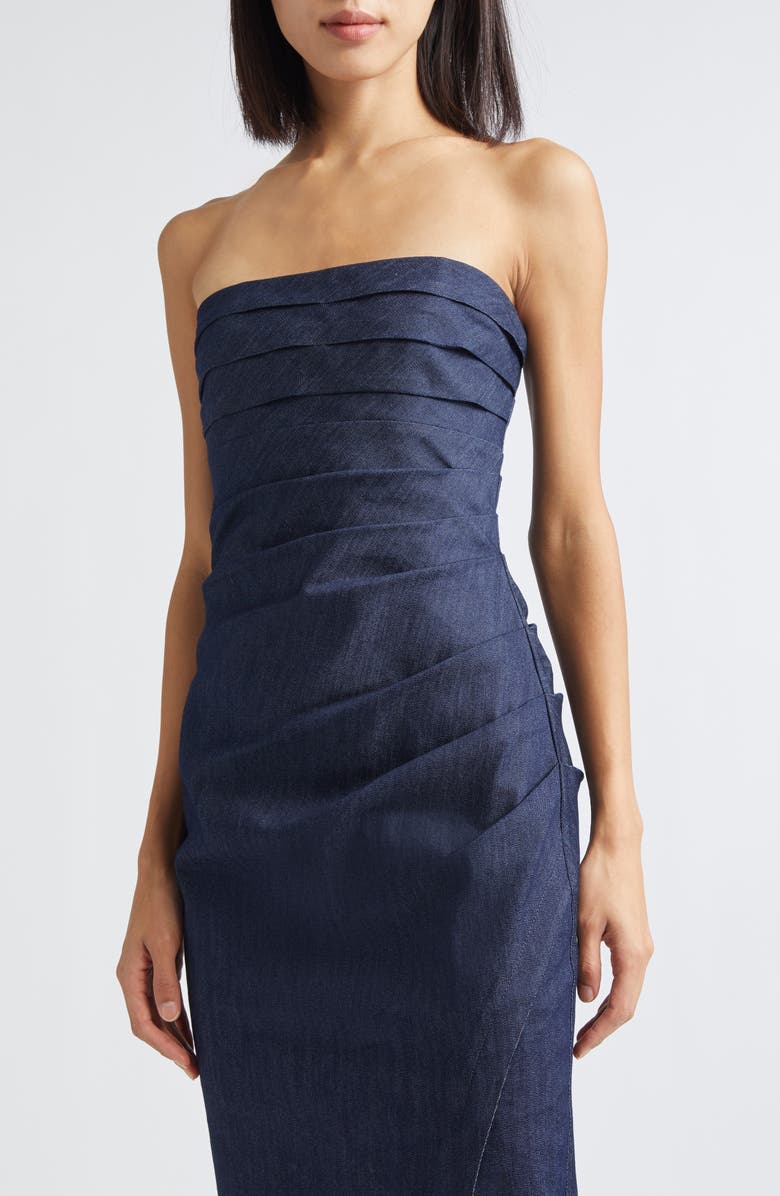 Cinq à Sept Adira Strapless Denim Dress, Alternate, color, Indigo