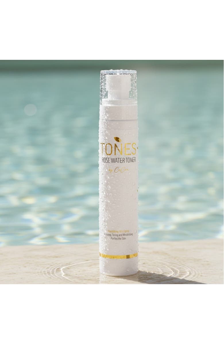 TONES by Cocoa Rose Water + Mallow Flower Hydrating Toner Mist 4 fl oz, Alternate, color, White With Golden Words