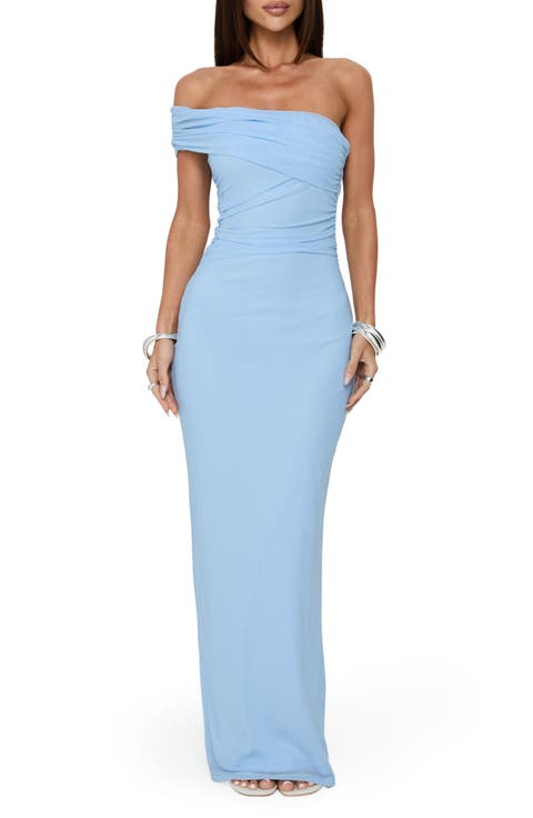 Spritzia One Shoulder Mesh Gown