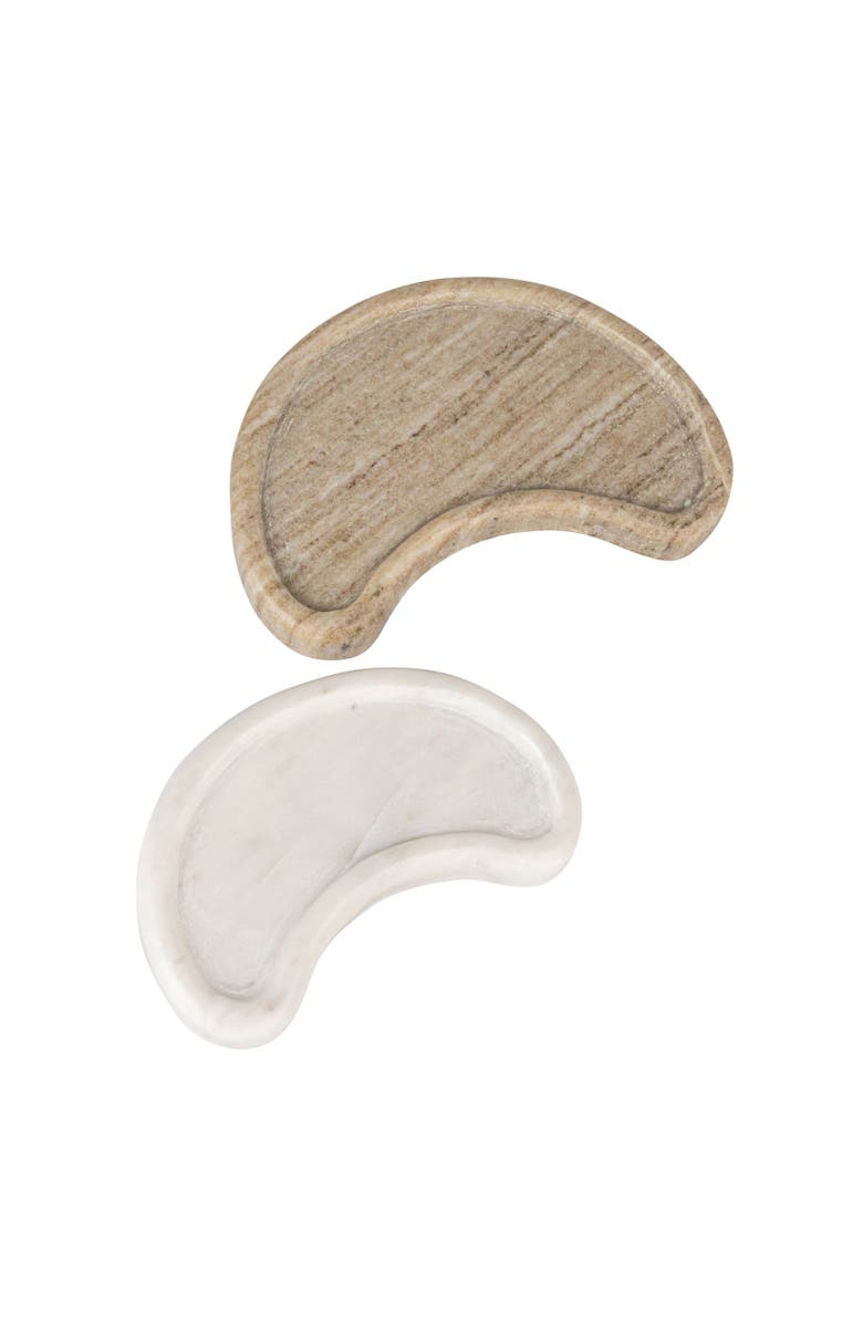 Storied Home Nestable Marble Kidney Shaped Trays, Main, color, Grey