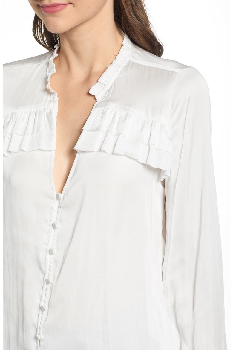 Anguilla Ruffle Yoke Matte Satin Blouse, Alternate, color, WHITE