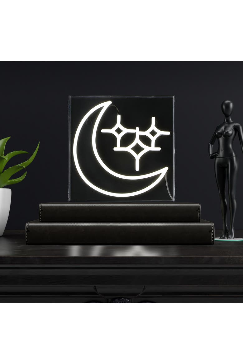 Starry Square Contemporary Glam Acrylic Box USB Operated LED Neon Light, Alternate, color, White
