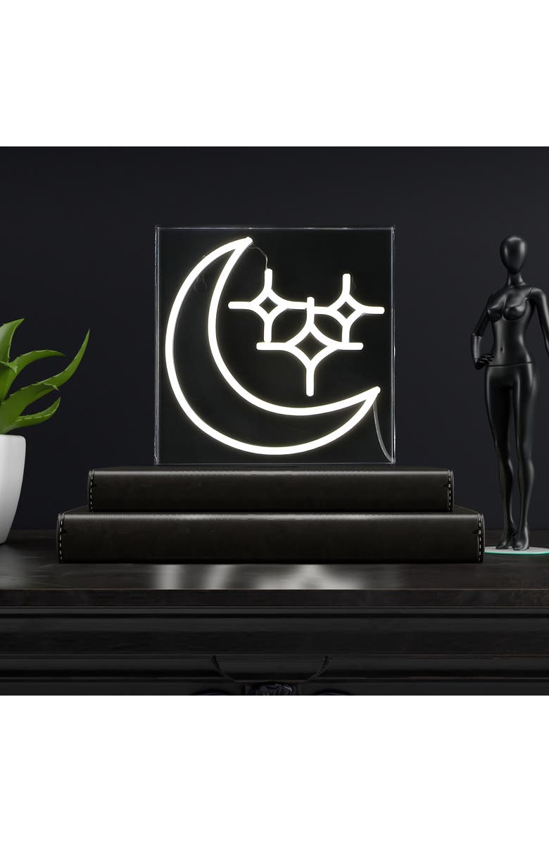 JONATHAN Y Starry Square Contemporary Glam Acrylic Box USB Operated LED Neon Light, Alternate, color, White