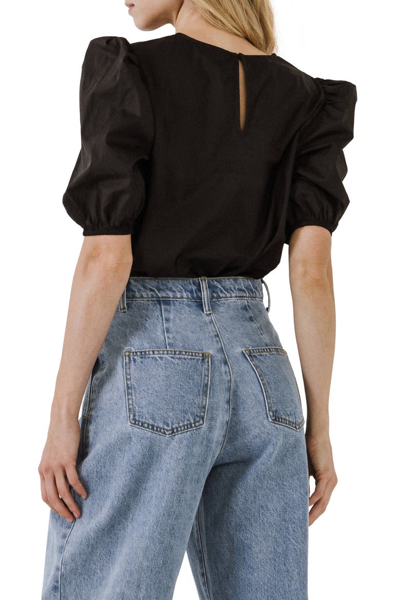 Puff Sleeve Top, Alternate, color, BLACK