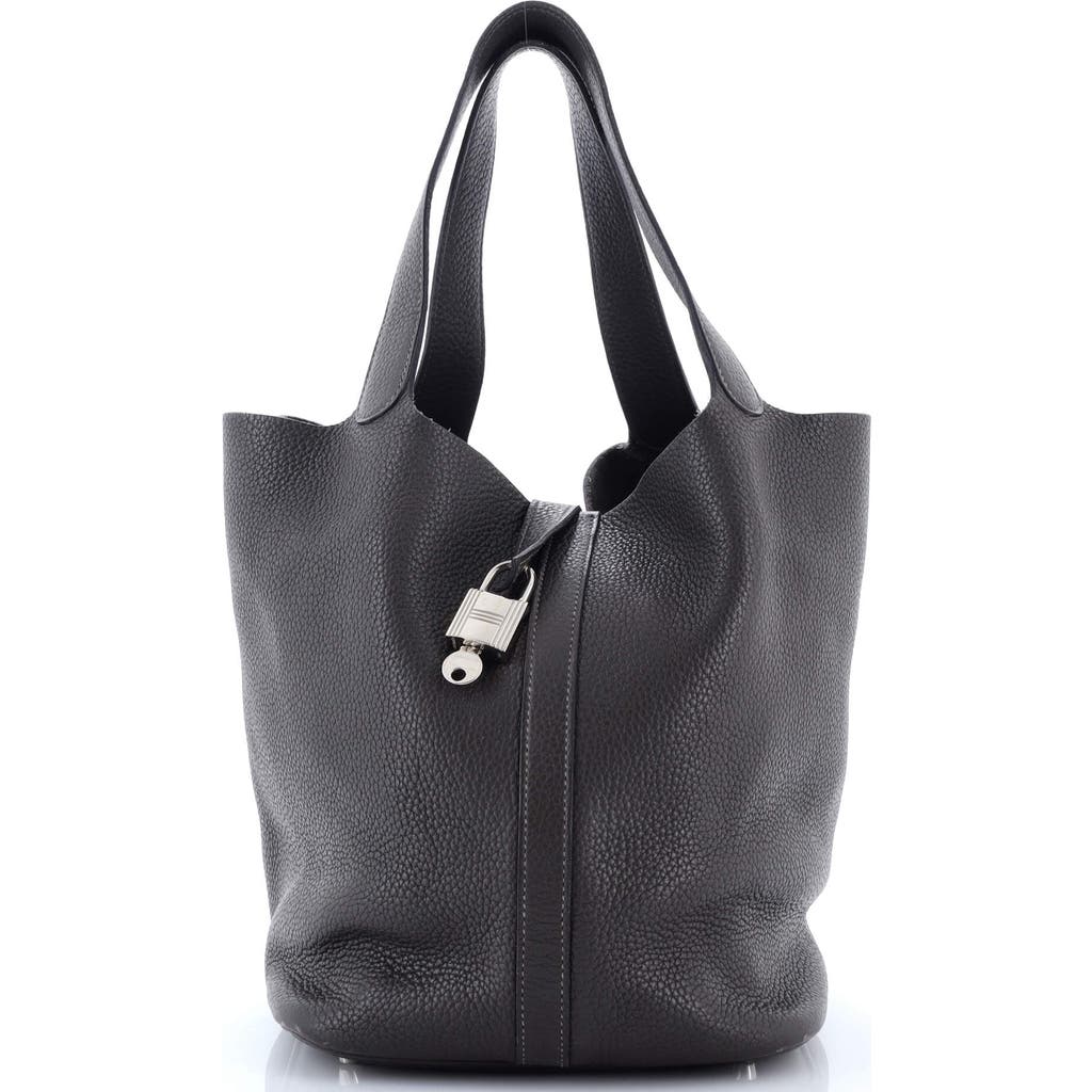 Pre-owned Hermes Hermes Picotin Lock Bag Clemence Gm In Gray