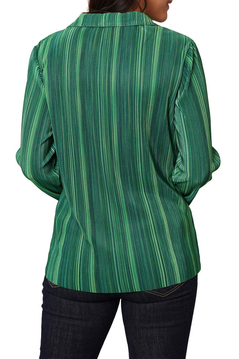 Plissé Button-Up Shirt, Alternate, color, EVERGREEN COMBO