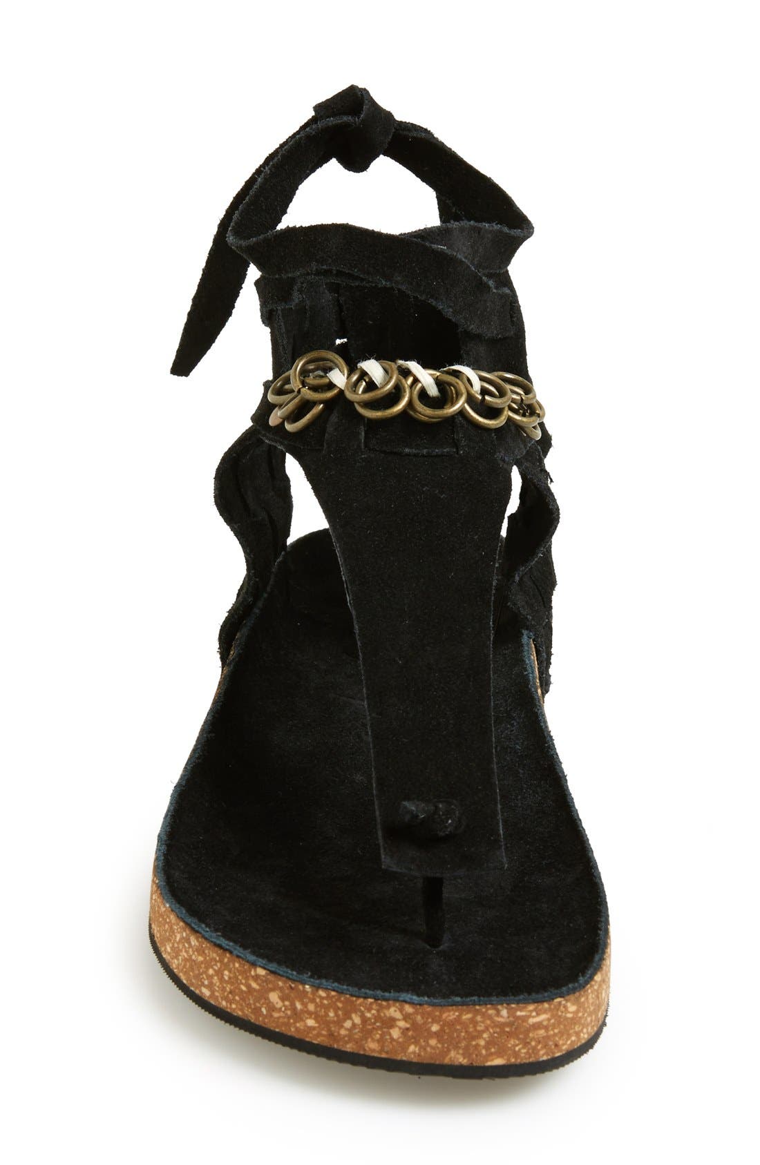 'Collins' Ankle Cuff Sandal, Alternate, color, BLACK