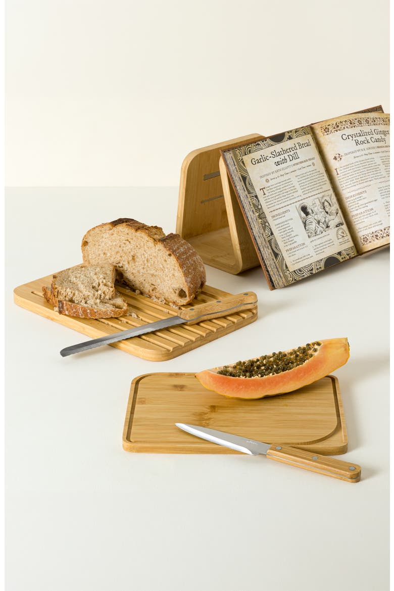 Space-Saving Knife & Cutting Board Set, Main, color, Natural