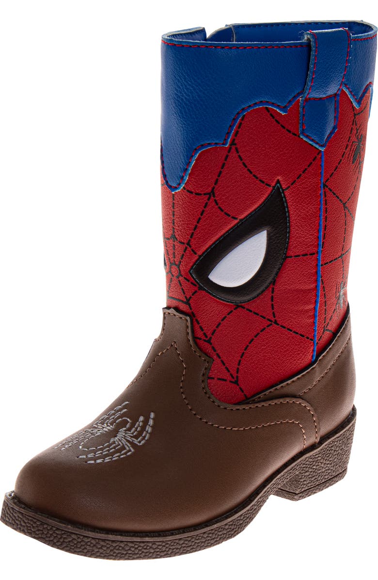 Spider-Man Cowboy Boots Boys Web-Slinger Western Style, Main, color, Brown Red