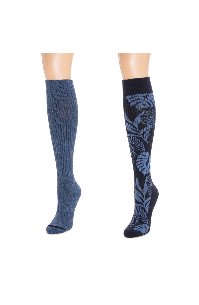 MUK LUKS Cotton Compression Knee-High Socks 2 Pair Pack, Alternate, color, 