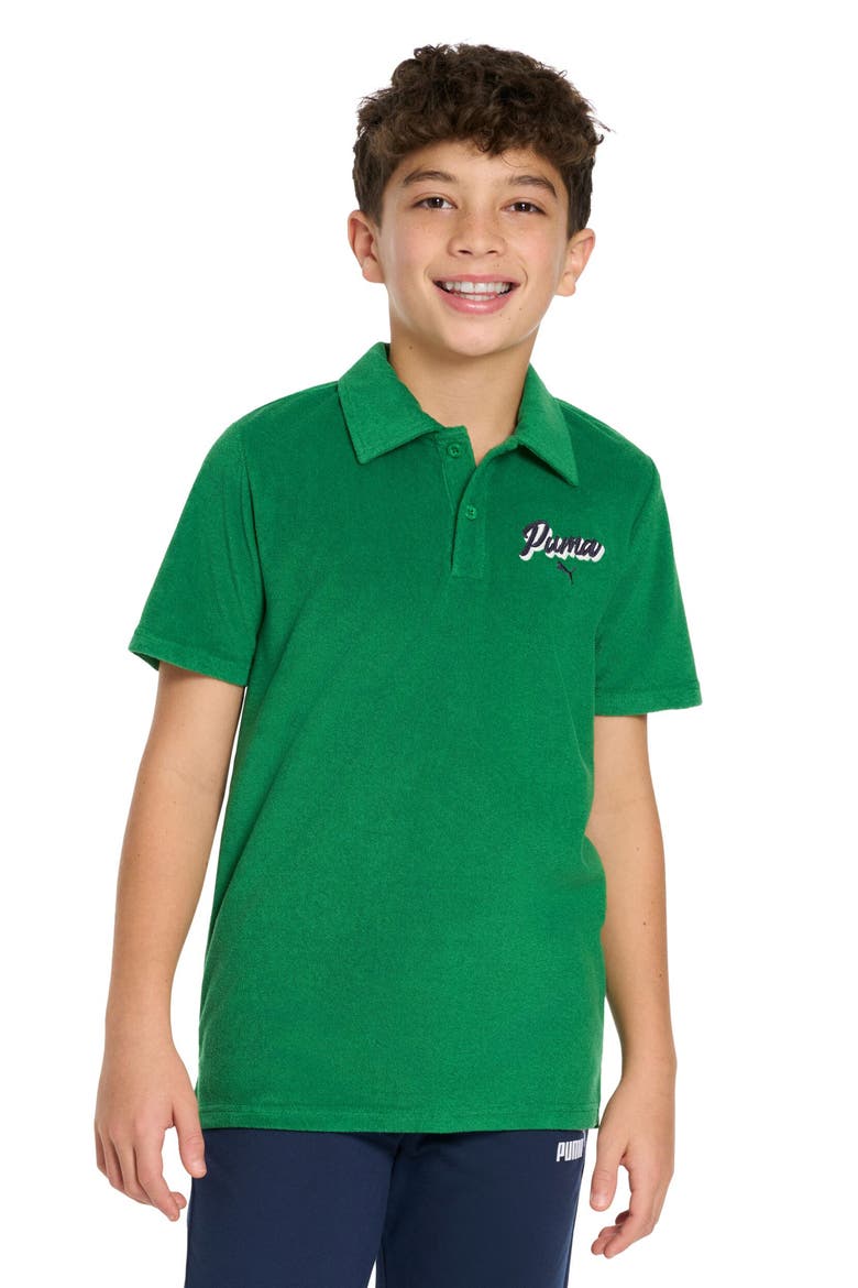 Kids' Terry Towel Polo, Alternate, color, GREEN/ BLACK