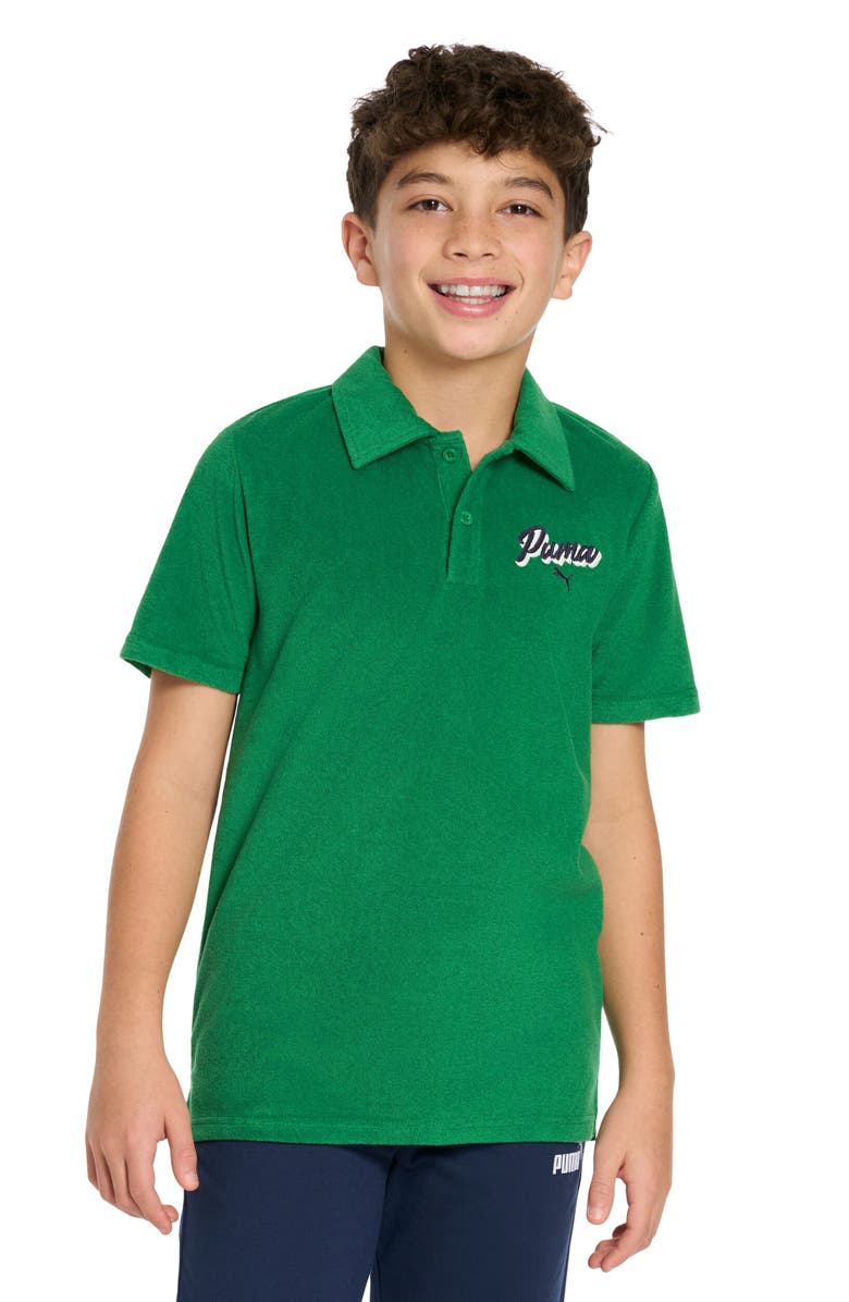PUMA Kids' Terry Towel Polo, Alternate, color, Green/ Black