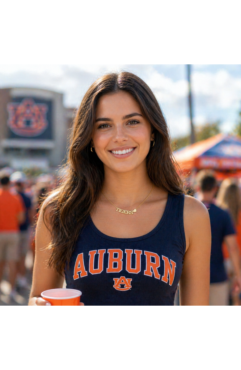 Color Shout Auburn University Gold Heart Necklace, Alternate, color, Yellow Gold