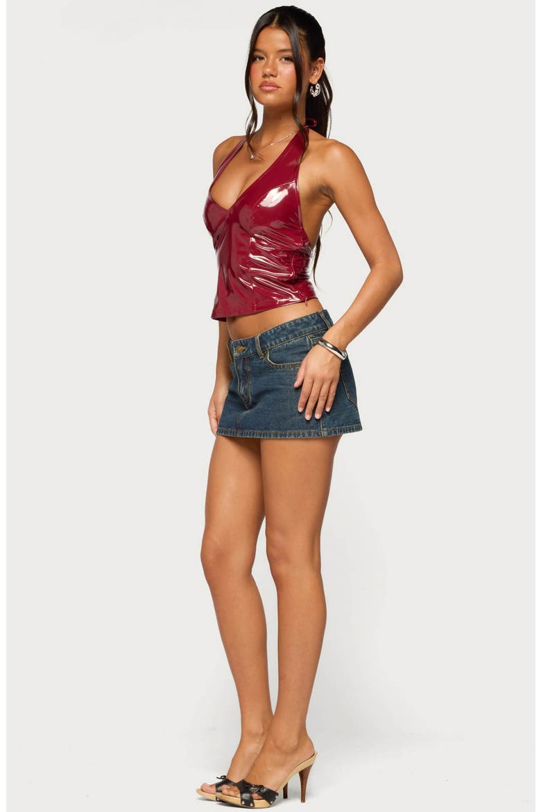 Birch Faux Leather Halter Top, Alternate, color, BURGUNDY