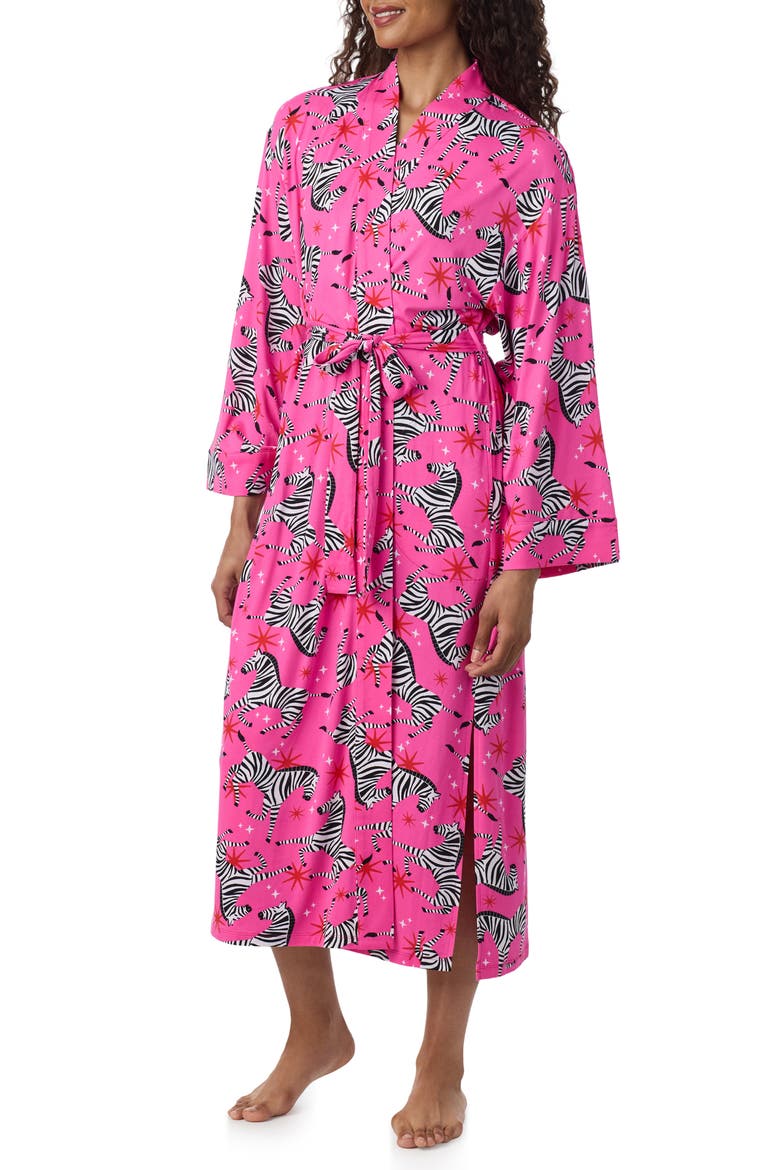 Print Long Robe, Alternate, color, PINK PRT