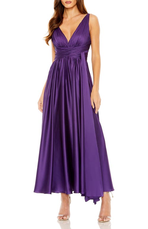 Mac Duggal Women's Pleated Charmeuse Halter A-line Gown In Purple