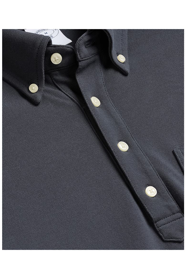 Piqué Pullover Button-Down Shirt, Alternate, color, DARK GRAY BLUE