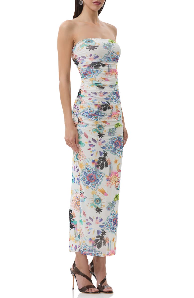 AFRM Marlo Strapless Mesh Maxi Dress, Alternate, color, Summer Convo