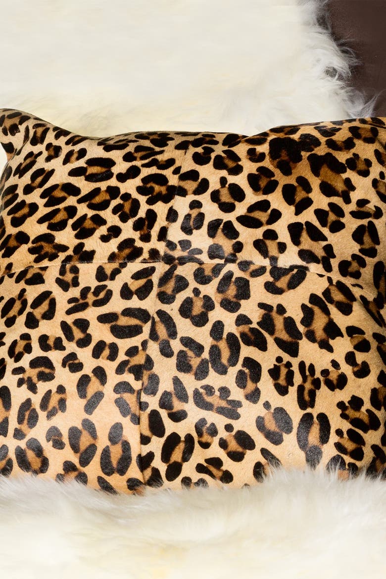 2-Pack Torino Quattro Genuine Cowhide Pillow 18" x 18" - Leopard, Alternate, color, LEOPARD