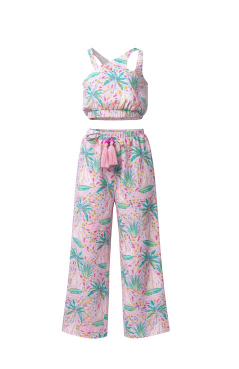 Tropical Paradise One-Shoulder Top and Palazzo Pants Set (Toddler, Little Kid & Big Kid)