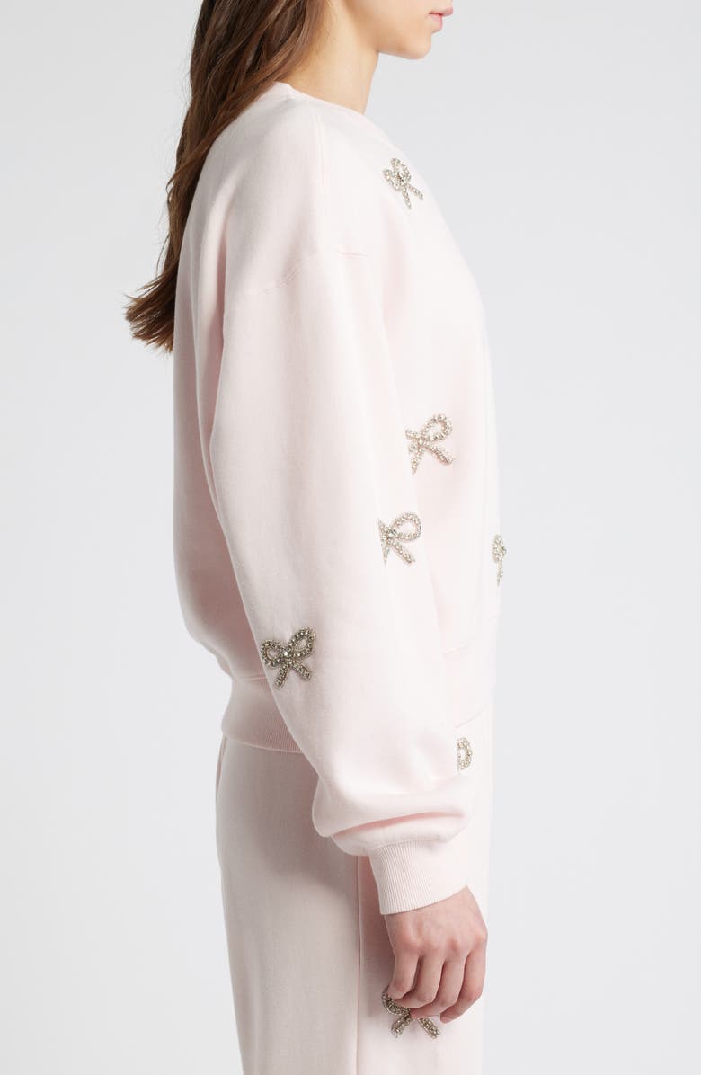LoveShackFancy Amiyla Crystal Bow Sweatshirt, Alternate, color, 