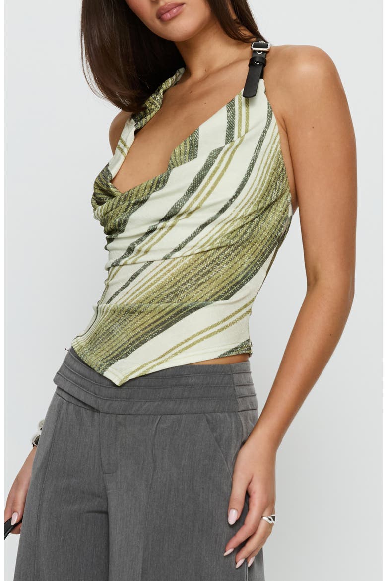 Syrenah Cowl Neck Halter Top, Alternate, color, GREEN STRIPE