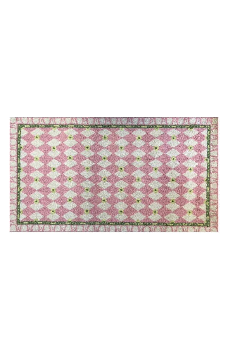 R16 HOME Harlequin Indoor/Outdoor Doormat, Main, color, Pink/ Green/ Ivry