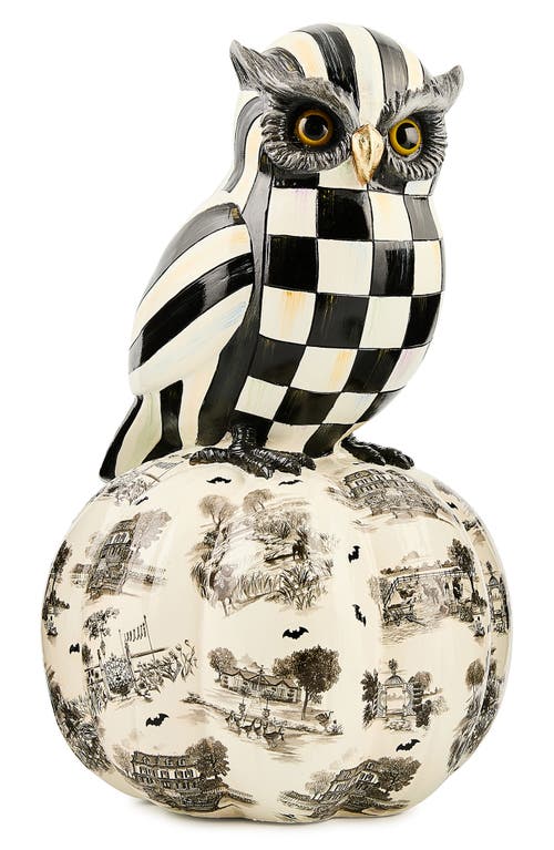 Mackenzie-childs Mackenzie Childs Courtly Owl On Toile Pumpkin Figurine In Black