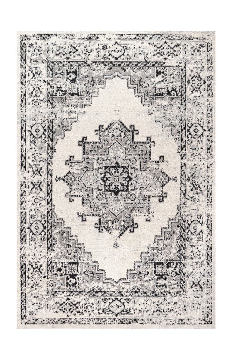 JONATHAN Y Inigo Cottage Medallion Area Rug, Main, color, Dark Gray/Cream