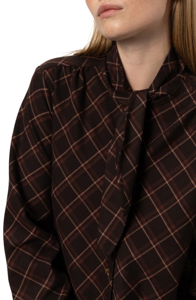 Sanctuary Autumn Plaid Button-Up Shirt, Alternate, color, Cocoa Plaid