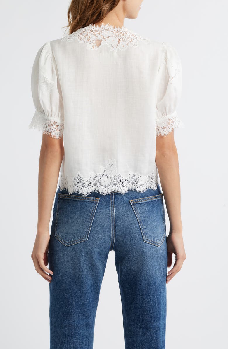 DÔEN Idella Lace Trim Ramie Top, Alternate, color, Salt
