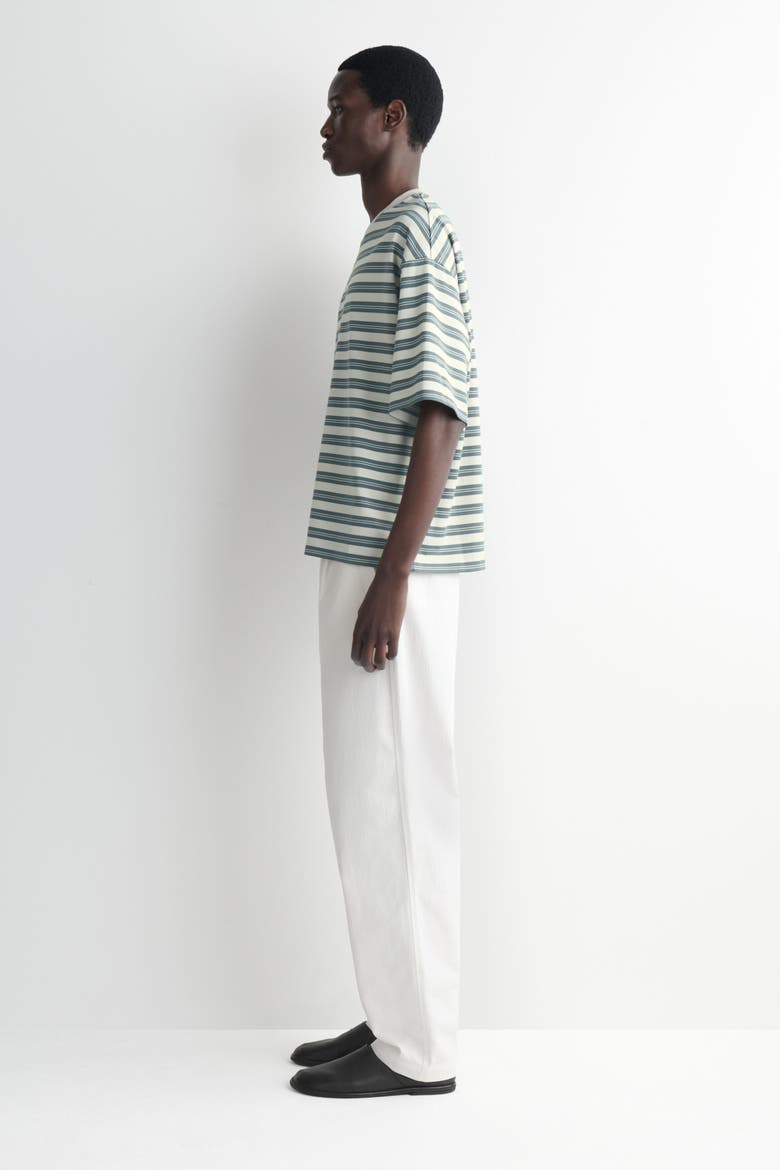 Oversized Striped Cotton T-shirt, Alternate, color, BLUE / OFF-WHITE / STRIPED