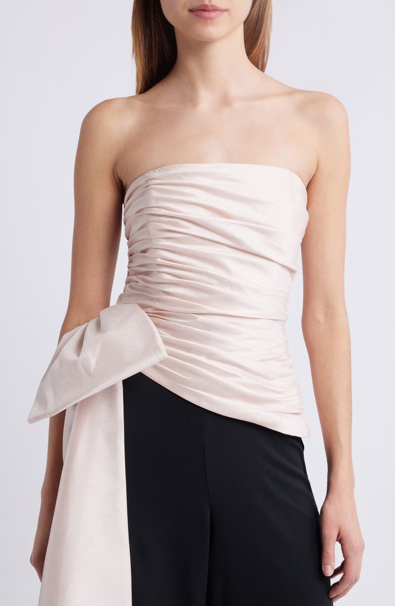 Hutch Ruched Strapless Jumpsuit, Alternate, color, Champagne/ Black