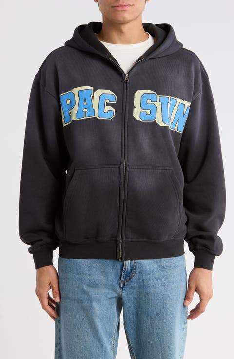 Varsity Bear Front Zip Cotton Hoodie