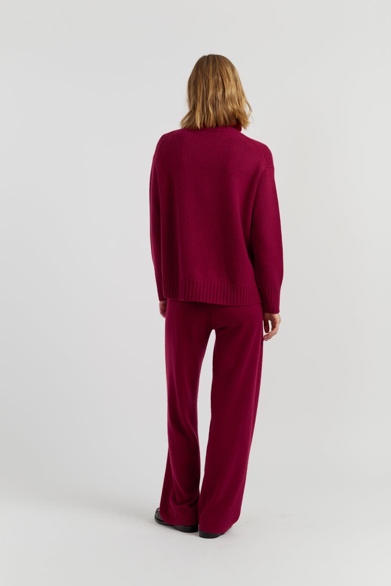 Pure Cashmere Relaxed Rollneck Sweater, Alternate, color, Cherry