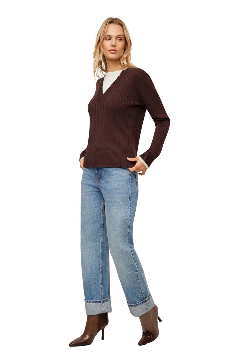 Cindy Layered Sweater, Alternate, color, WOOD