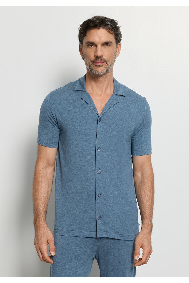 Casuals Notch Collar Button Front Shirt, Alternate, color, Retro Blue Melange