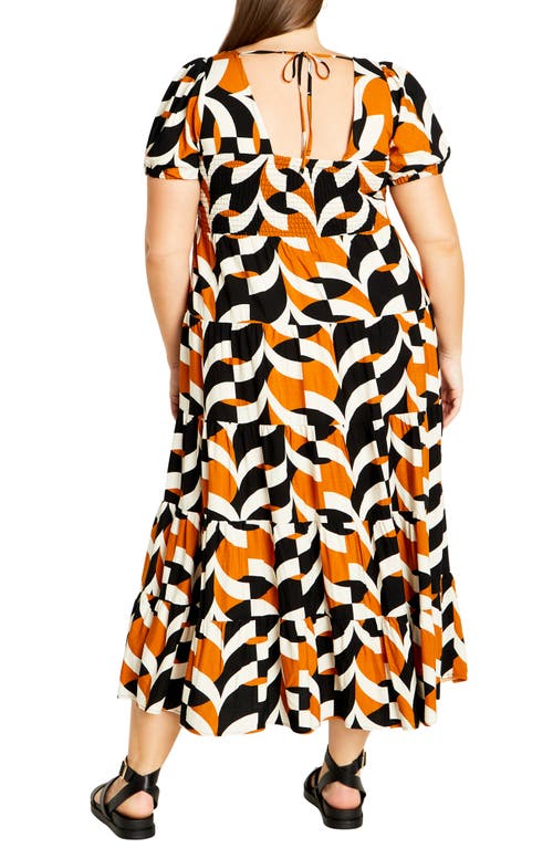 City Chic Mila Print Maxi Dress In Black