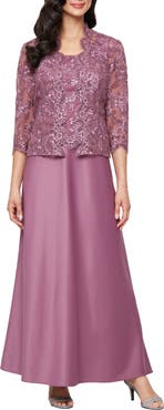 Alex Evenings Embroidered Mock Two-Piece Gown with Jacket