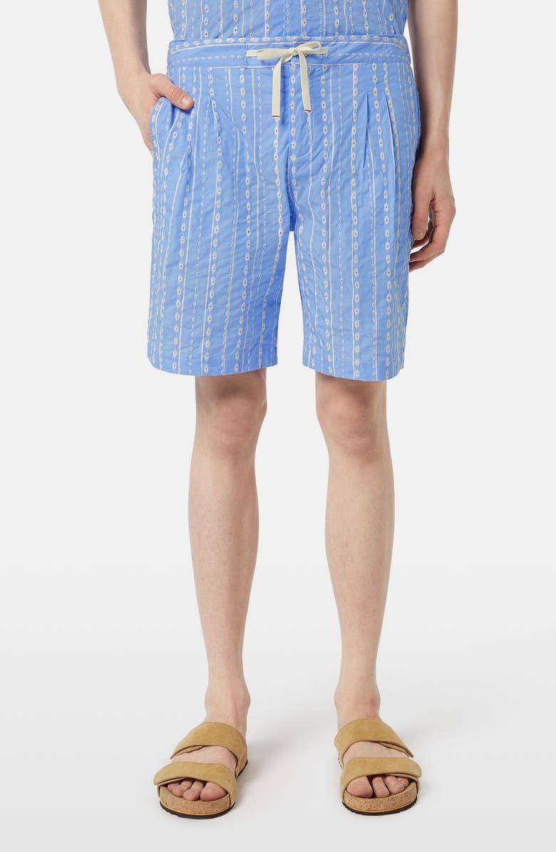 Scotch & Soda Embroidered Eyelet Cotton Bermuda Shorts, Main, color, Sky Blue